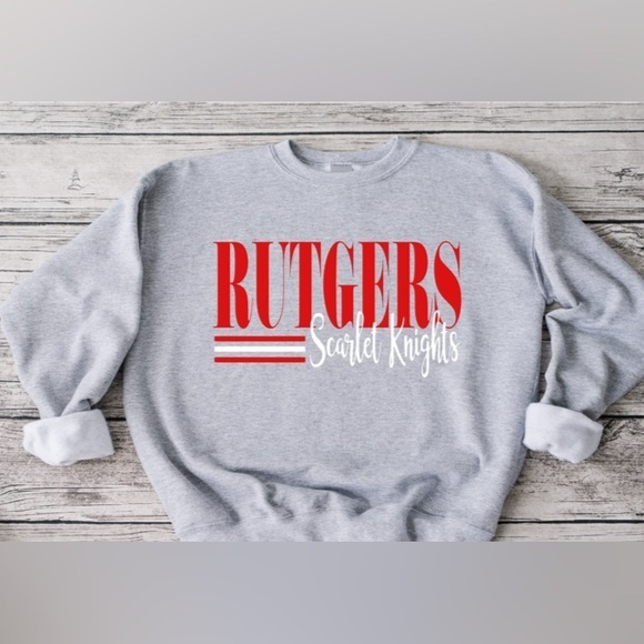 Gildan Tops - Rutgers Striped Crewneck